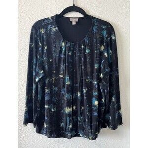 J.Jill Women's Sweater Open Cardigan Size L Wearever Stretch Abstract Pattern